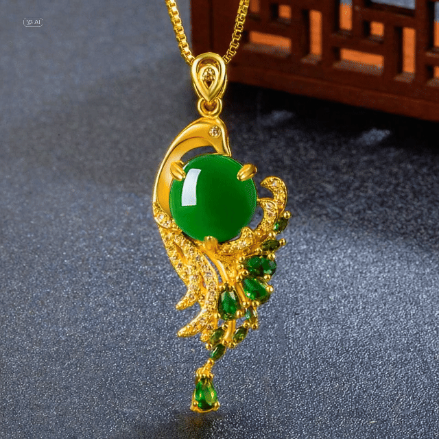 Collar Imperial de Plata esterlina y Jade verde